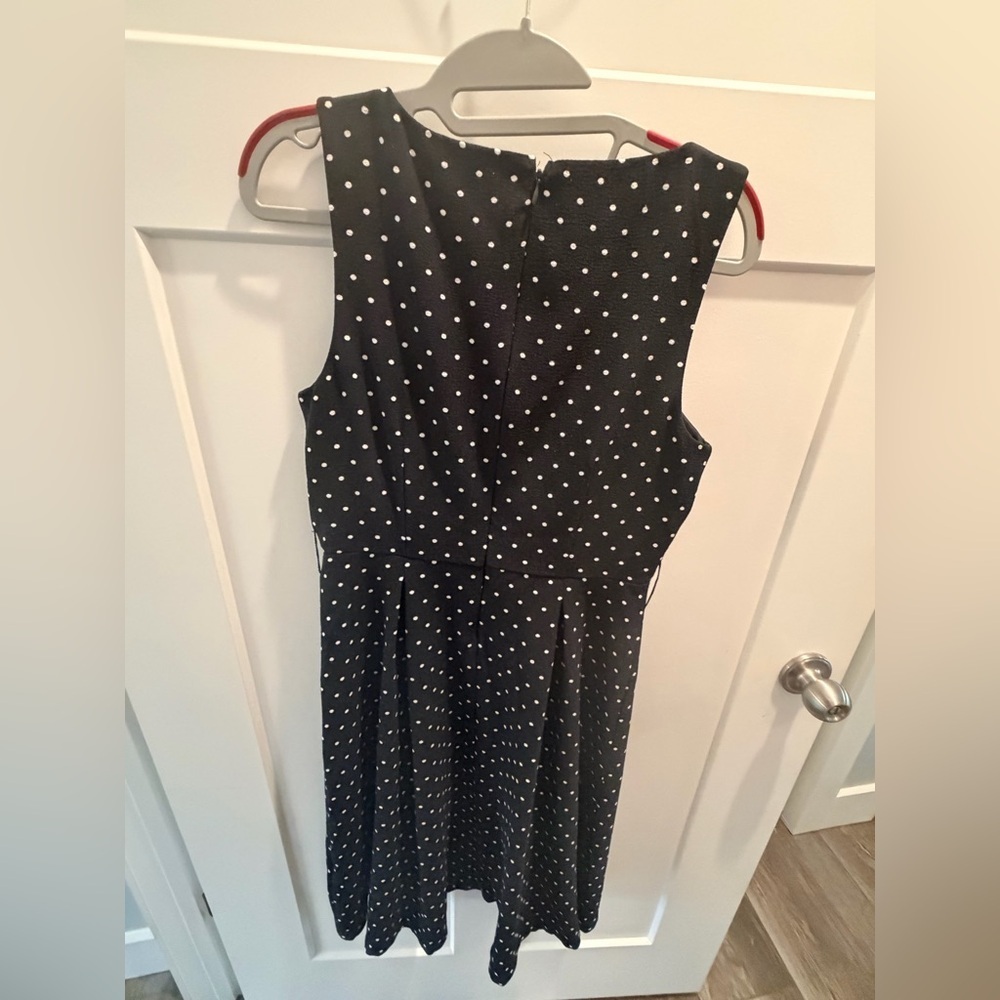 ELLE Black Polka Dot Sleeveless Fit & Flare Dress Size S Classic Retro Lined - Picture 6 of 10